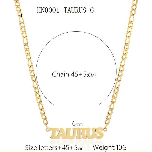 304 stainless steel zodiac series figaro chain necklace