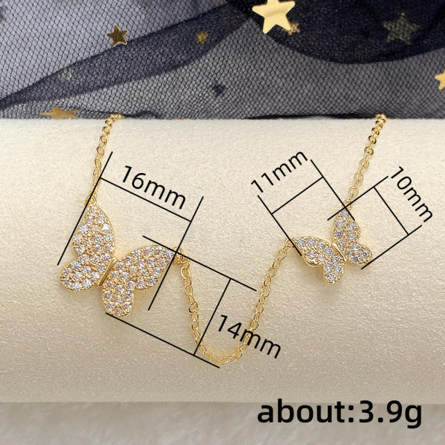 Dainty diamond butterfly women necklace