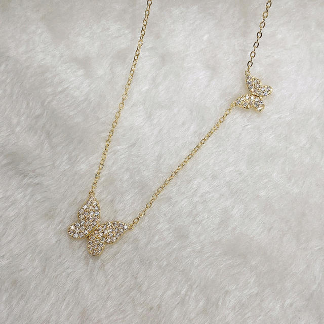 Dainty diamond butterfly women necklace