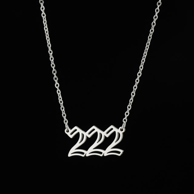 Dainty hollow out angel number stainless steel necklace