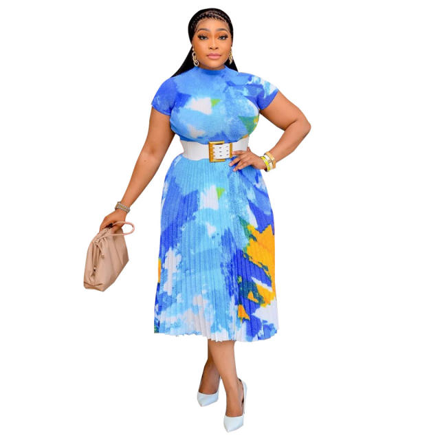 Summer plus size maxi skirt tops set for women