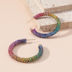 Rainbow rhinestone pave setting diamond women earrings party earrings