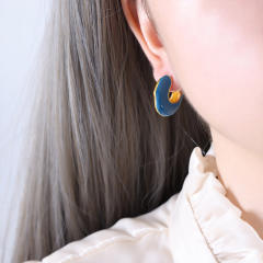 Personality cute enamel Balloon Dog stainless steel earrings
