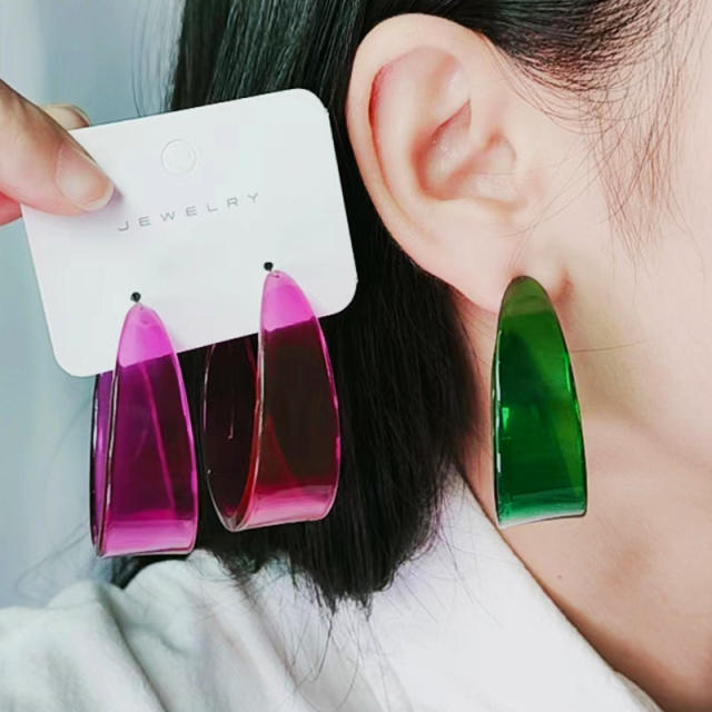 Summer clear acrylic colorful bold hoop earrings