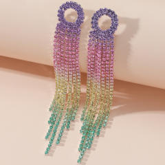 Rainbow rhinestone pave setting diamond women earrings party earrings