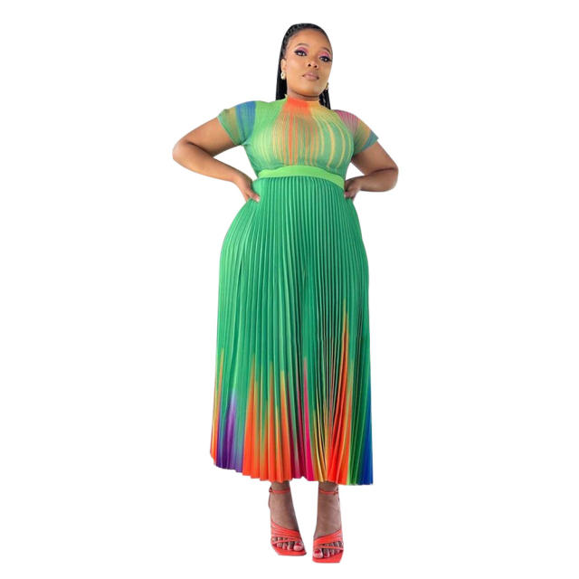 Summer plus size maxi skirt tops set for women