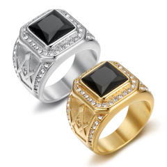 316L vintage cubic zircon stainless steel rings