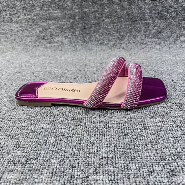 Summer Colorful diamond flat slippers for women