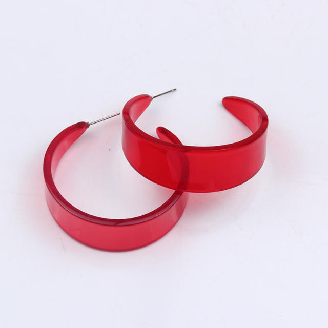 Summer clear acrylic colorful bold hoop earrings