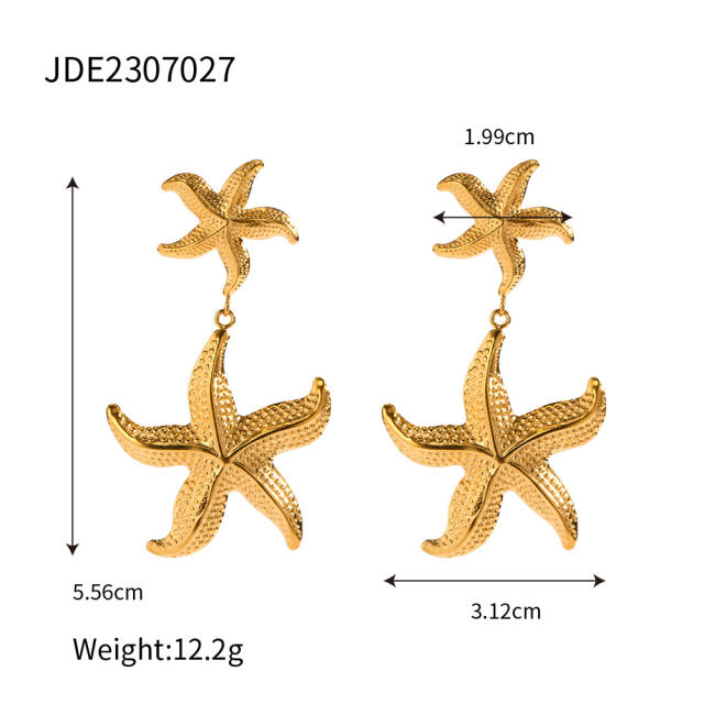 Ocean series starfish stainless steel earrings