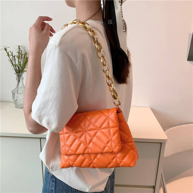 Soft color PU quilted pattern acrylic chain bag for women shoulder bag