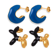 Personality cute enamel Balloon Dog stainless steel earrings
