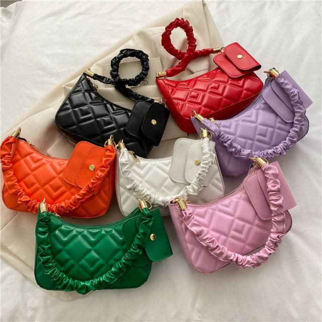Soft PU colorful quilted shoulder bag for women