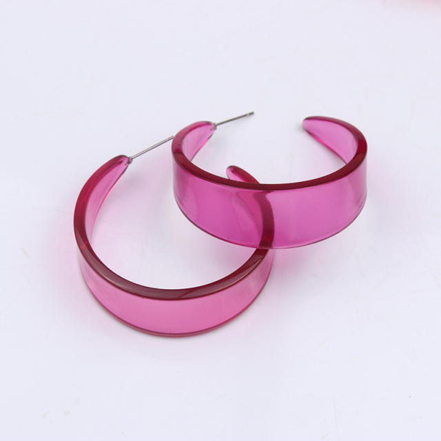 Summer clear acrylic colorful bold hoop earrings