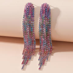 Rainbow rhinestone pave setting diamond women earrings party earrings