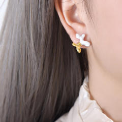 Personality cute enamel Balloon Dog stainless steel earrings