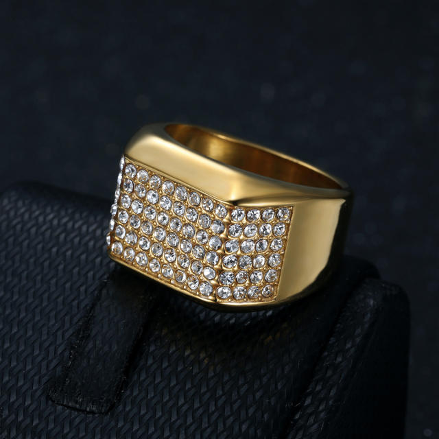 HIPHOP full diamond stainless steel rings for men