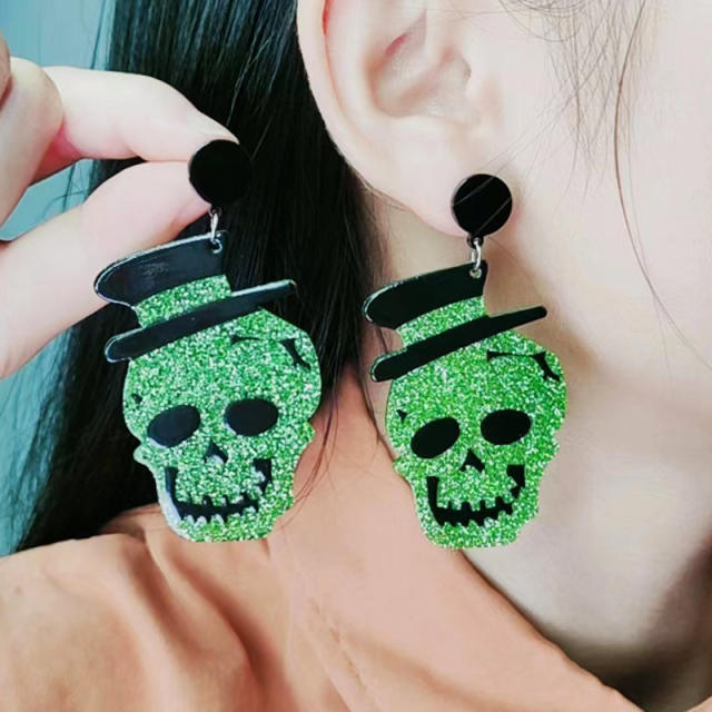 New design halloween skull head earrings