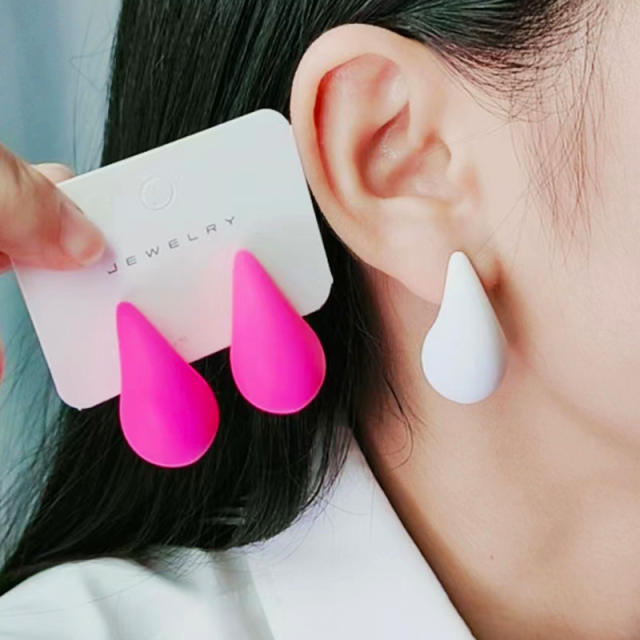 Hot sale chunky teardrop acrylic colorful studs earrings