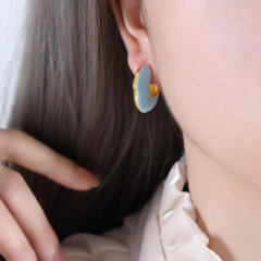 Personality cute enamel Balloon Dog stainless steel earrings