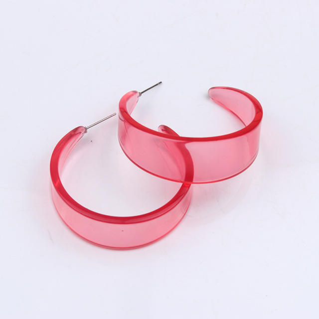 Summer clear acrylic colorful bold hoop earrings