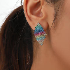 Rainbow rhinestone pave setting diamond women earrings party earrings