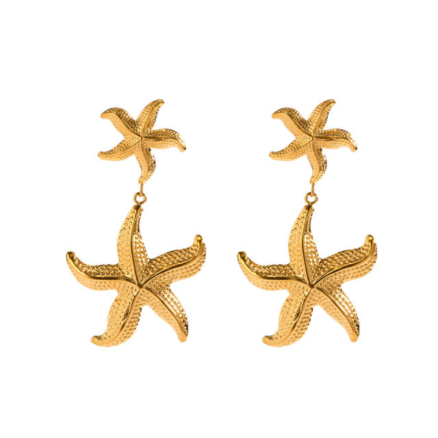 Ocean series starfish stainless steel earrings