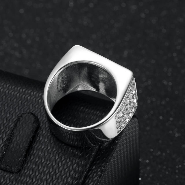 316L stainless steel full diamond finger rings for men