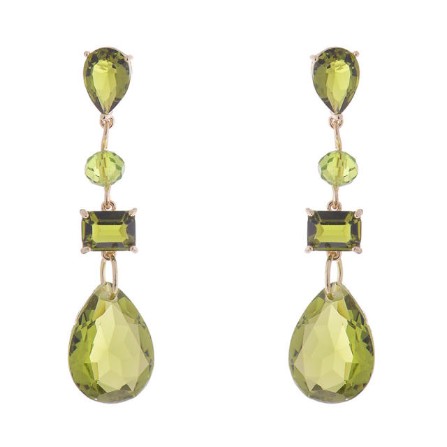 Delicate olivia color glass crystal drop earrings for women