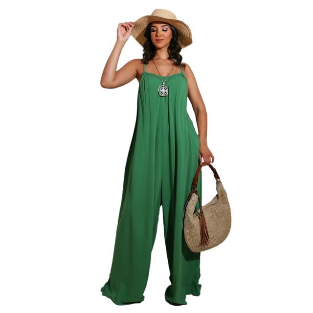 Plain color casual jumpsuit for women