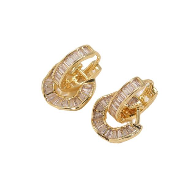 14K real gold plated copper diamond  earrings