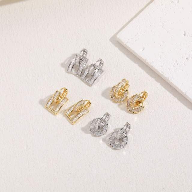14K real gold plated copper diamond  earrings