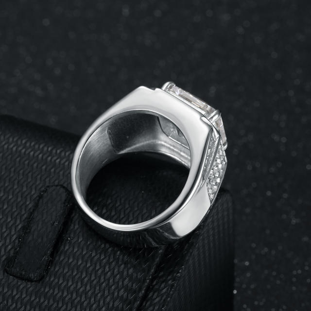 316L stainless steel 3A cubic zircon hiphop rings for men