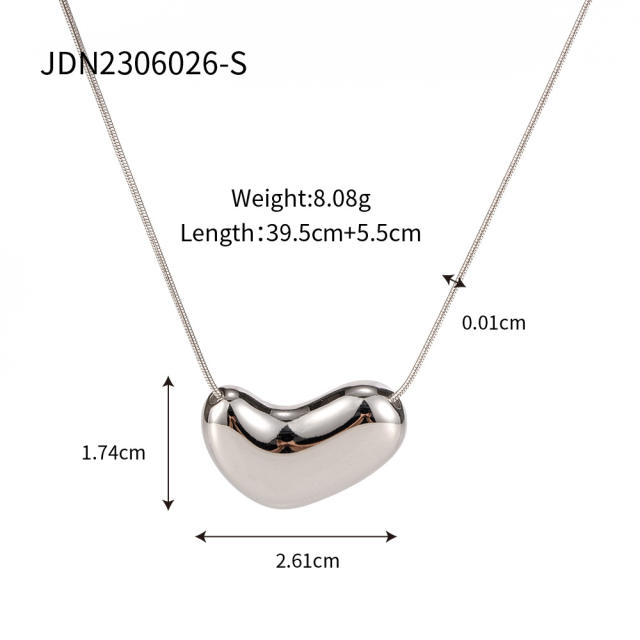 Hiphop chunky heart stainless steel necklace