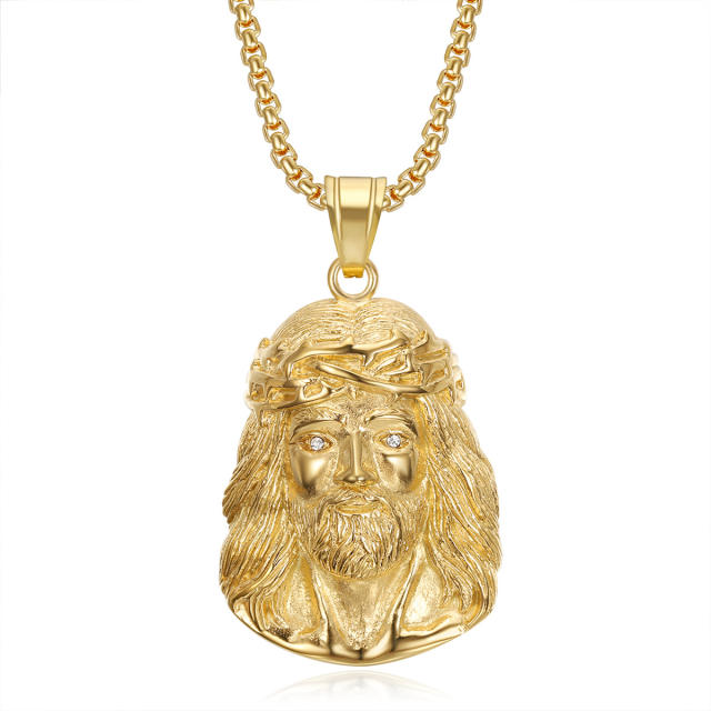 HIPHOP diamond Jesus pendant stainless steel necklace for men