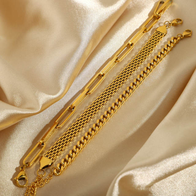 18K vintage stainless steel chain bracelet