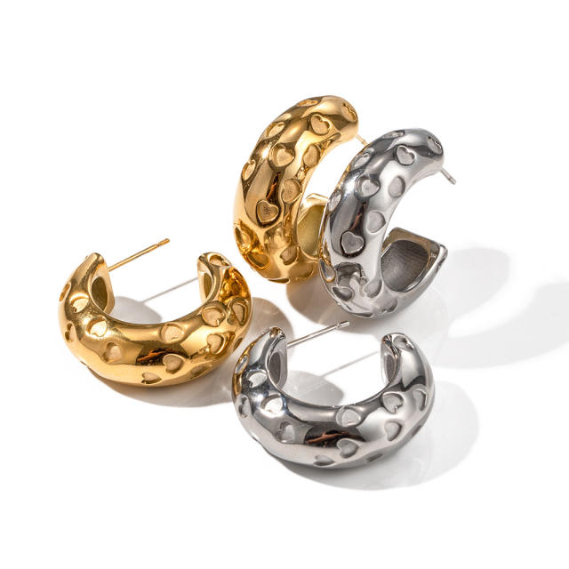 18K stainless steel fold bold earrings hoop earrings
