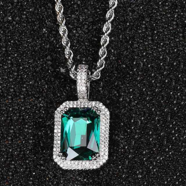 HIPHOP colorful cubic zircon radiant cut pendant