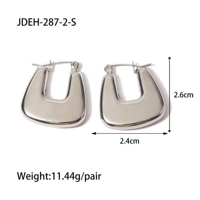 Silver color chunky stainless steel bold earrings hoop earrings