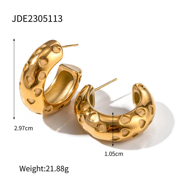 18K stainless steel fold bold earrings hoop earrings