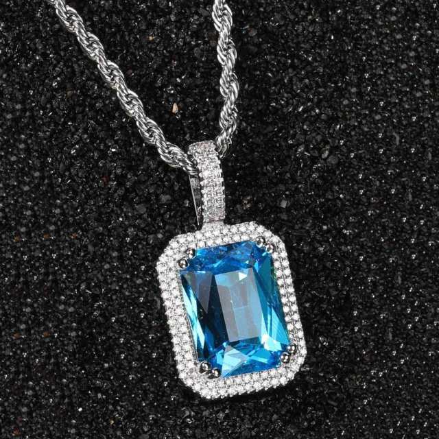 HIPHOP colorful cubic zircon radiant cut pendant