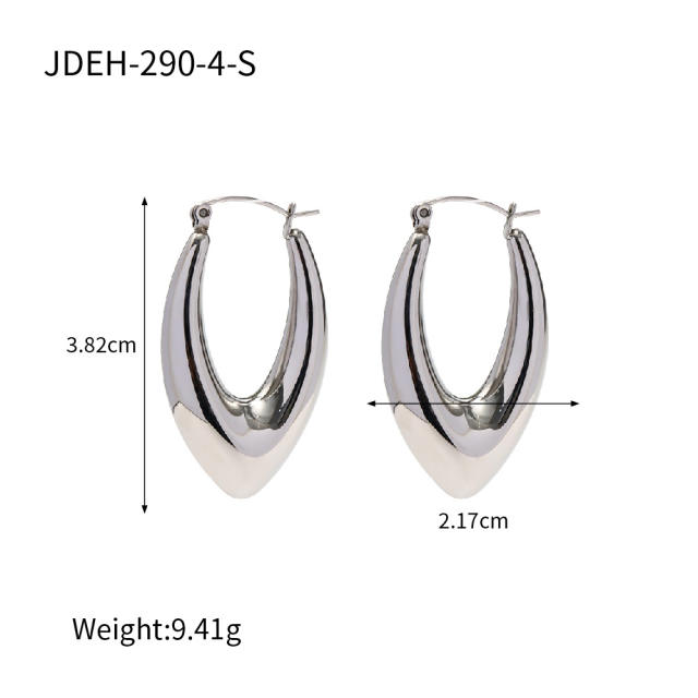 Silver color chunky stainless steel bold earrings hoop earrings