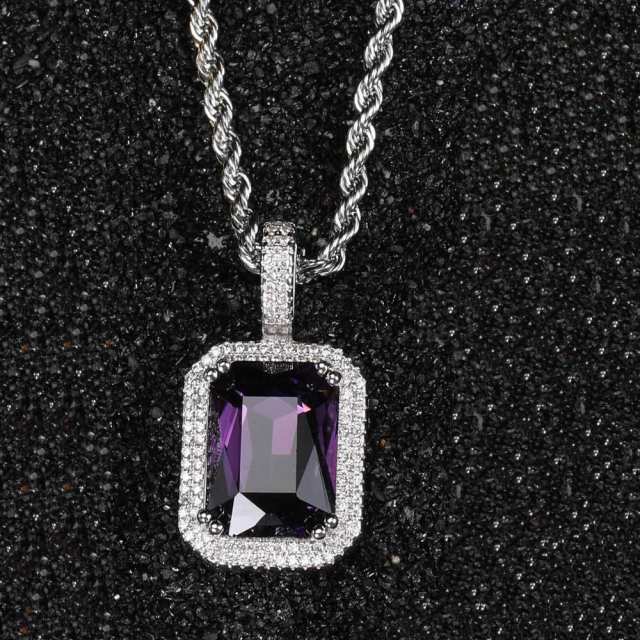 HIPHOP colorful cubic zircon radiant cut pendant