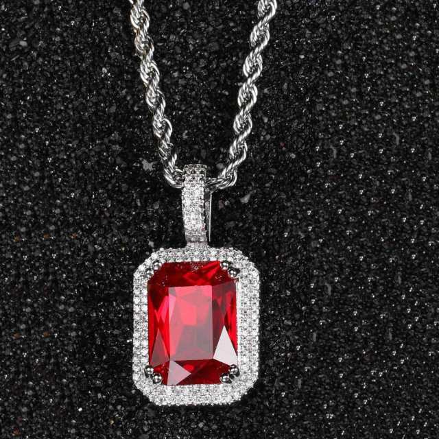 HIPHOP colorful cubic zircon radiant cut pendant