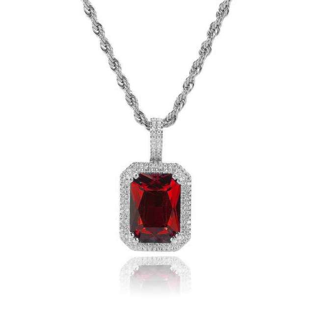 HIPHOP colorful cubic zircon radiant cut pendant