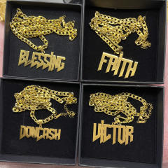 Hiphop chunky 6mm cuban chain necklace with custom name pendant