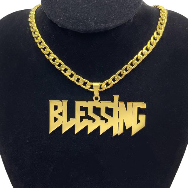 Hiphop chunky 6mm cuban chain necklace with custom name pendant