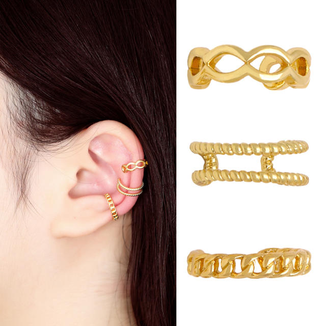 Simple easy match gold plated copper ear cuff