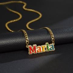 Color enamel stainless steel custom name necklace