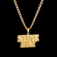 HIPHOP diamond chunky name pendant stainless steel necklace for men